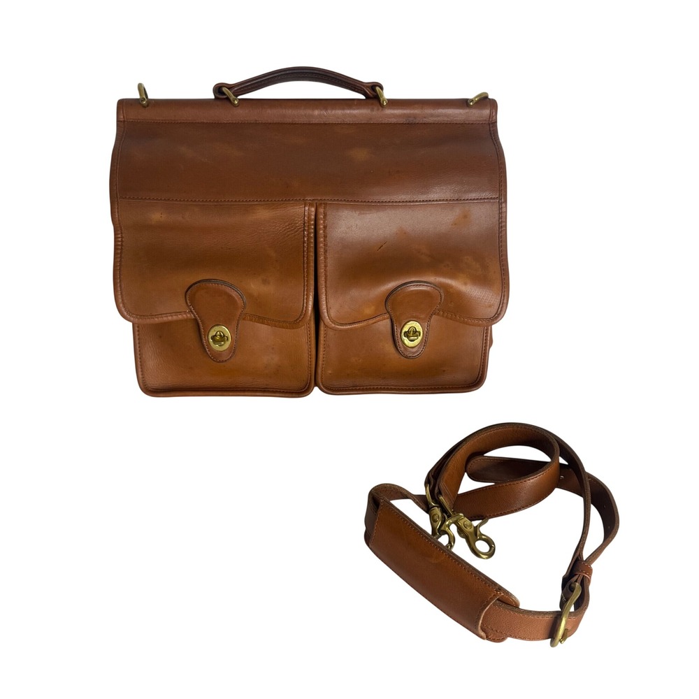 Coach kensington satchel briefcase Leather Messenger Brown bag front pockets
